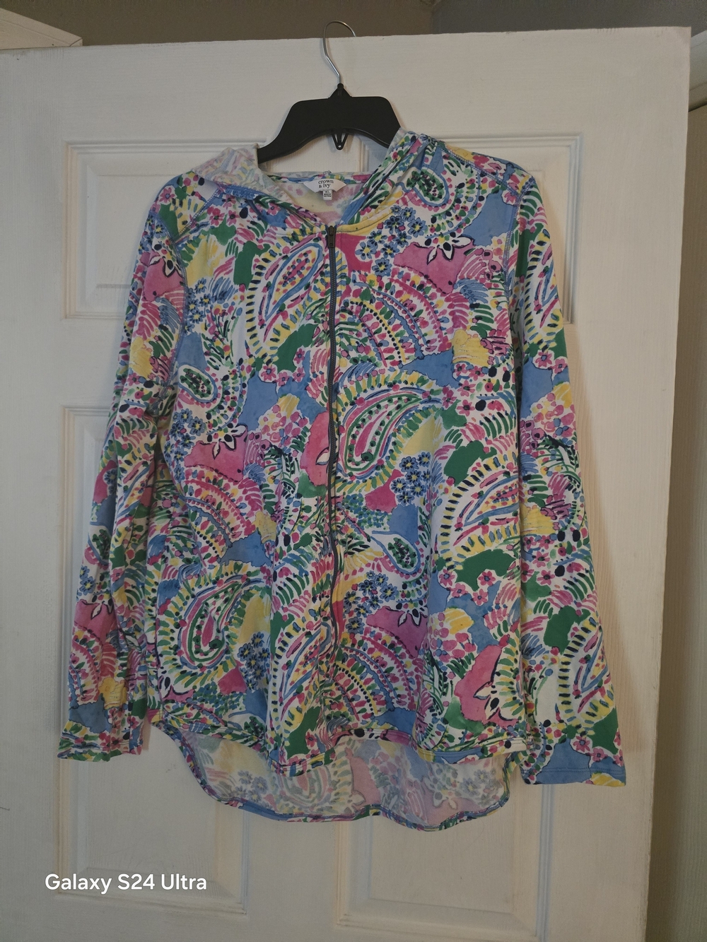 crown & ivy Multicolor Paisley Zip-Front Hoodie Jacket